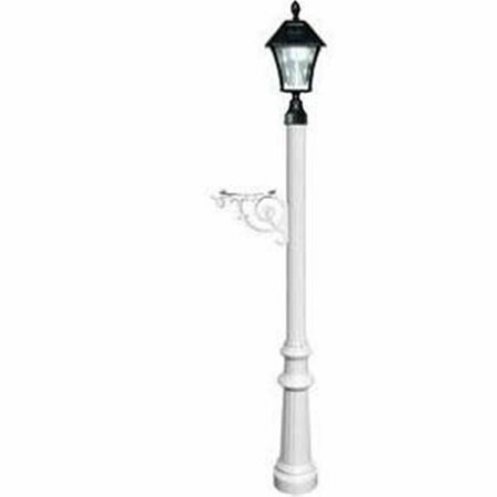 GRANDOLDGARDEN Post System with Fluted Base & Bayview Solar Lamp White GR3166935